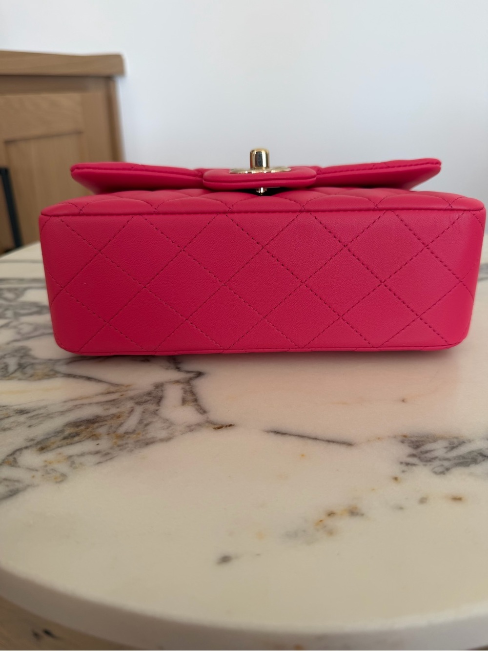 CHANEL Quilted Top-Handle Flap Bag in Fuchsia with Gold Hardware - Picture 6 of 8